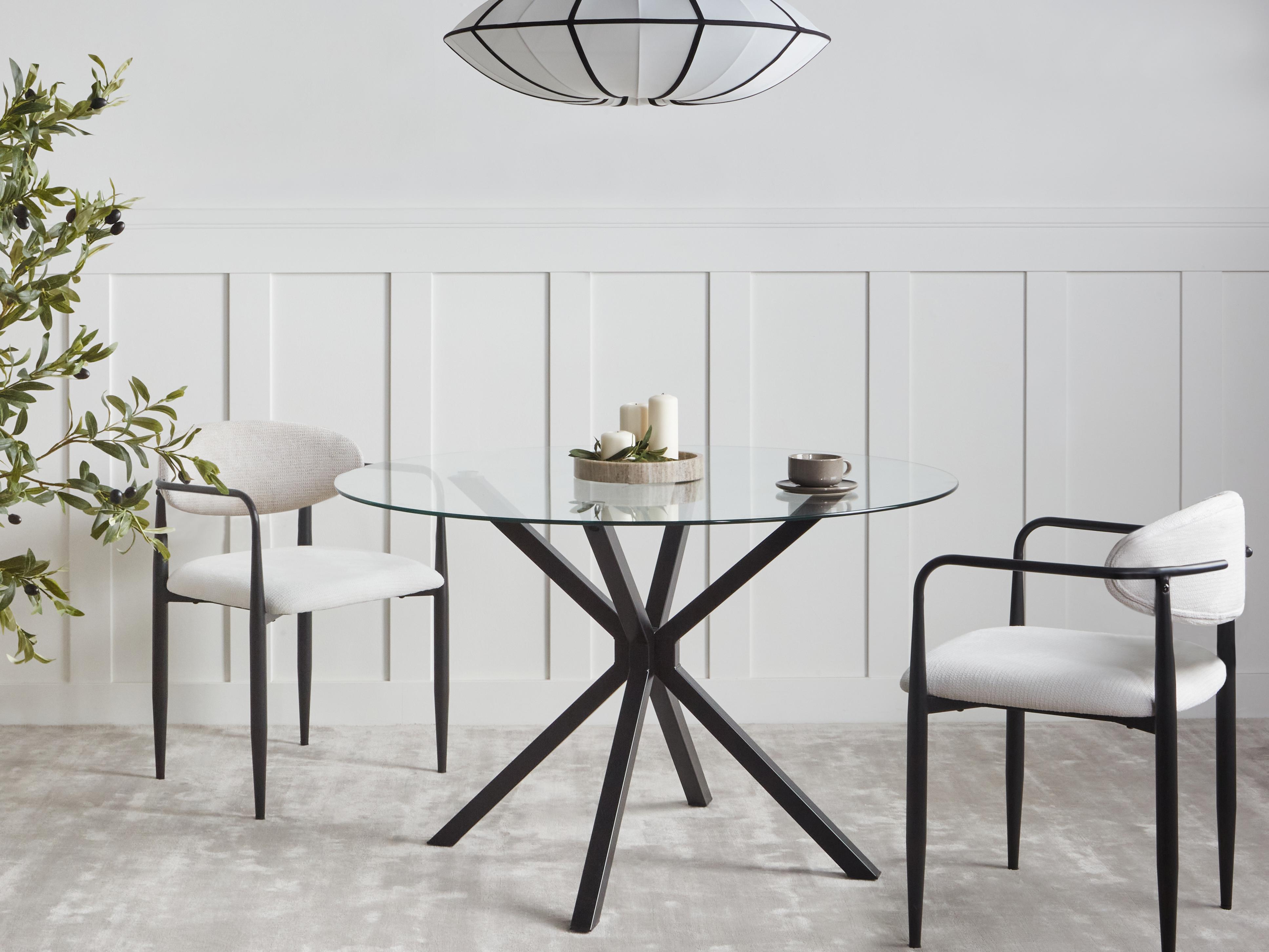 Eettafel MESTON Zwart 120 cm Veiligheidsglas 120 cm
