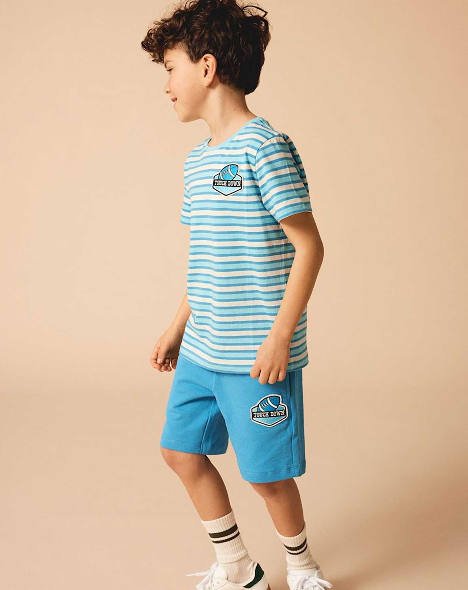 T-Shirt NKMDALOVAN TOUCH DOWN gestreift in swedish blue