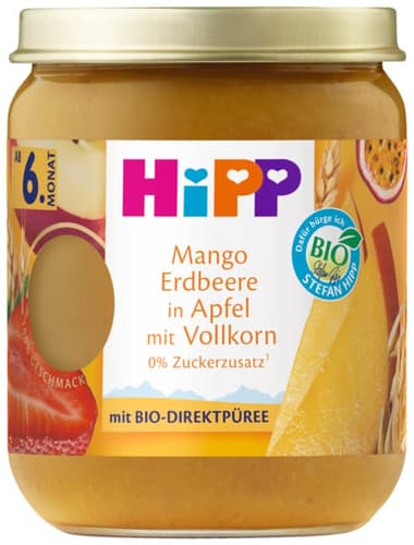 HiPP Bio Frucht & Getreide Mango Erdbeere in Apfel mit Vollkorn