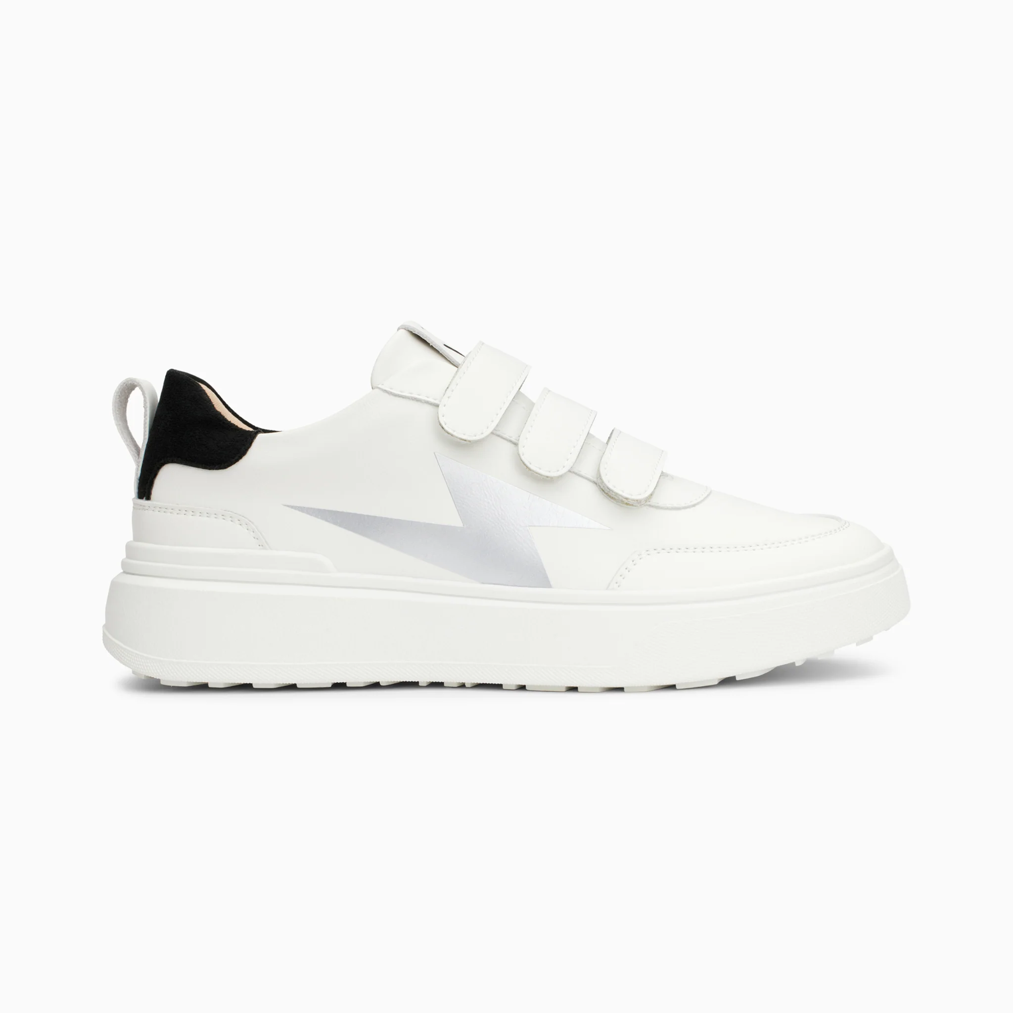 Sneakers-Baskets éclair Lison blanc et noir à scratchs