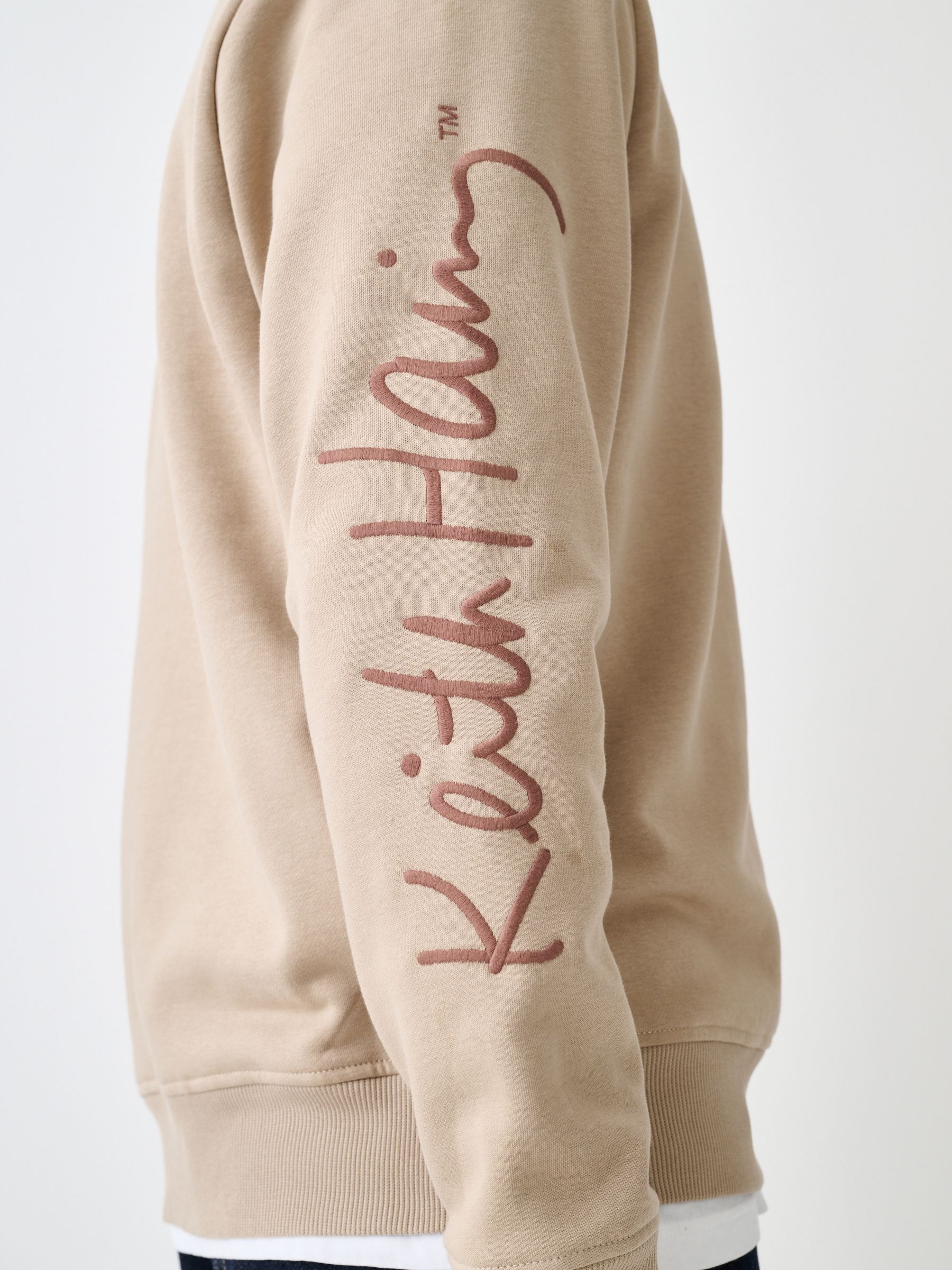 Neutraal kiezelkleurig - Keith Haring Licence Graphic Print Quarter Zip Neck Sweatshirt