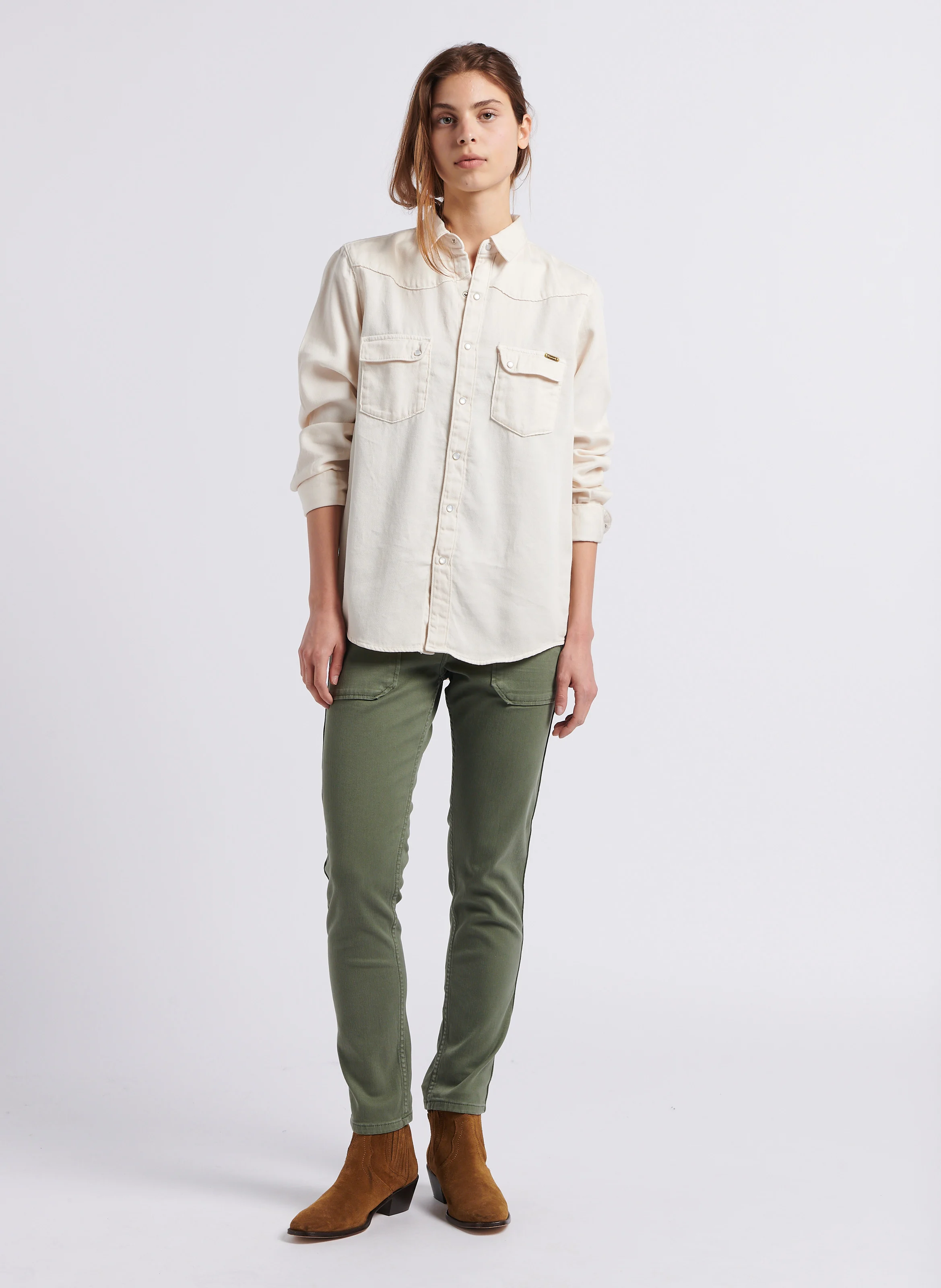 PIERCE - Jean slim en coton mélangé | Vert