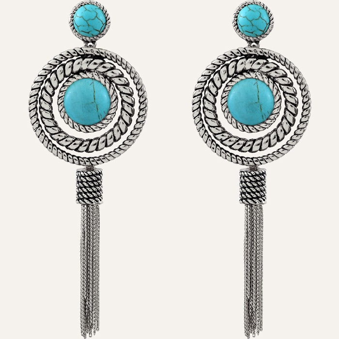 Boucles d'oreilles Arizona - Métal argenté & howlite