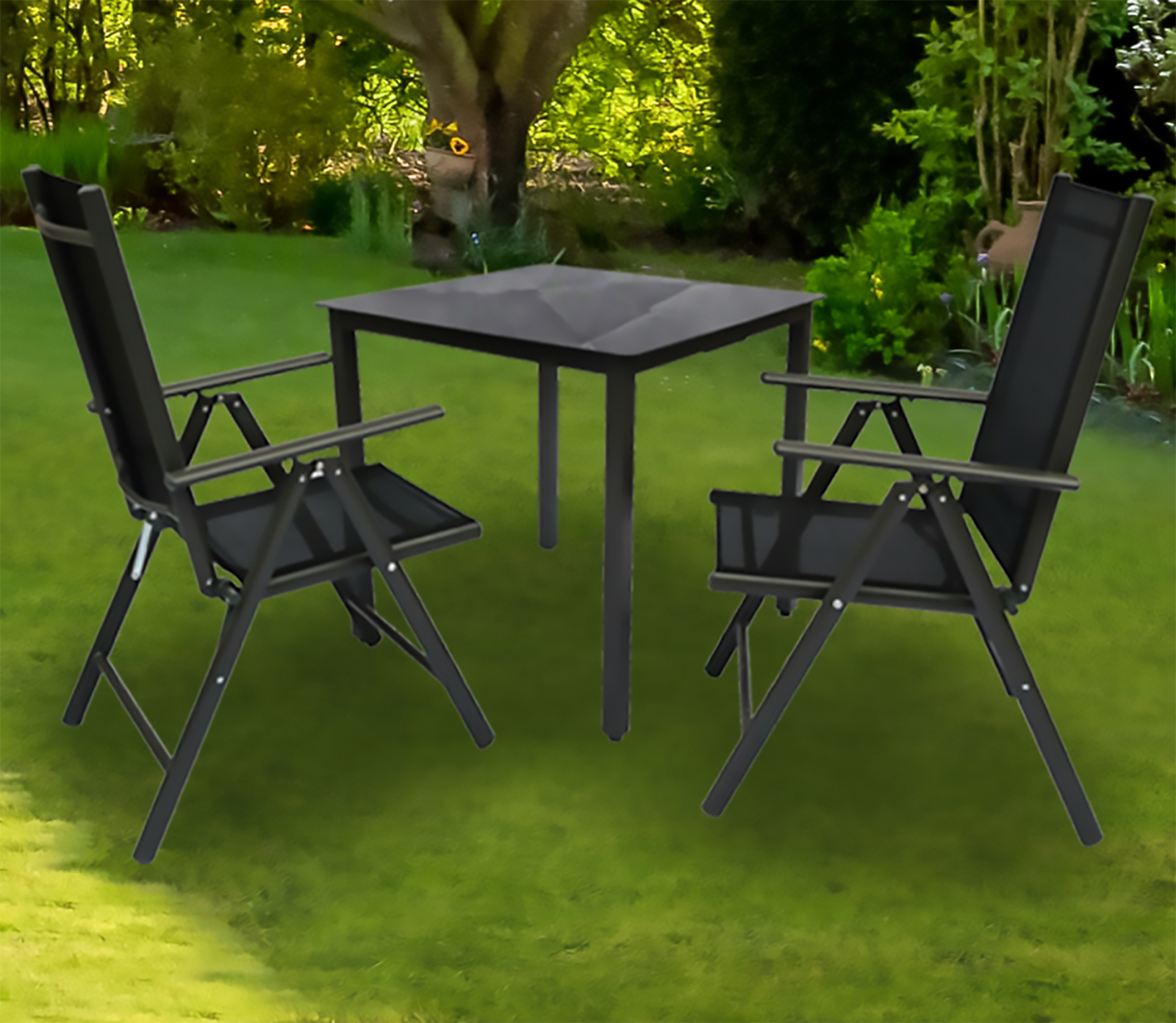 3-teilige Sitzgruppe - anthrazit - Aluminium