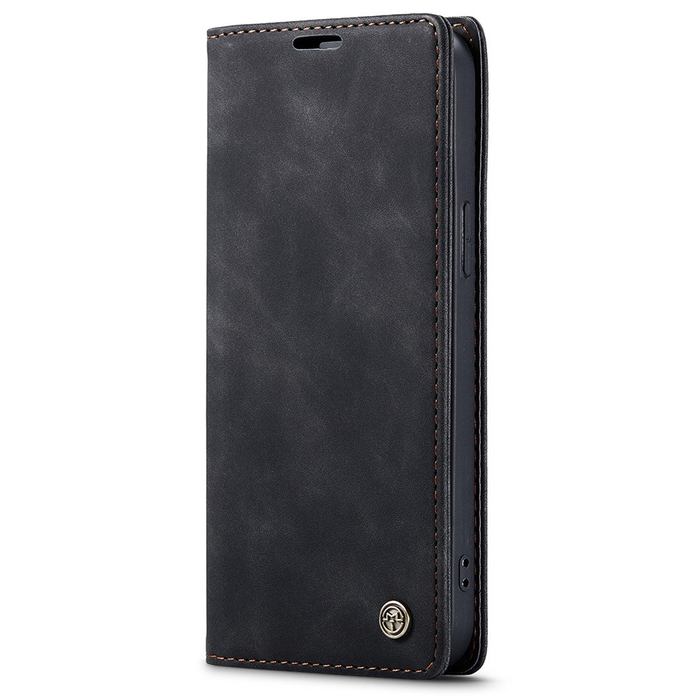 iPhone 15 Leder Tasche Flip Wallet Etui mit Kartenfächern - Schwarz