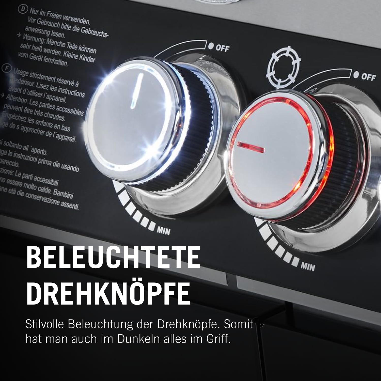 RÖSLE Gasgrill BBQ-Station VIDERO G2-S Schwarz, Grill mit 2 Edelstahlbrennern, extra Primezone und Seitenbrenner, klappbare Seitentische, VARIO+, pulverbeschichteter Stahl