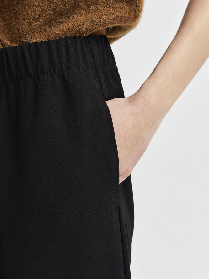 Selected Femme SLFTINNI-RELAXED MW WIDE PANT N NOO Sort