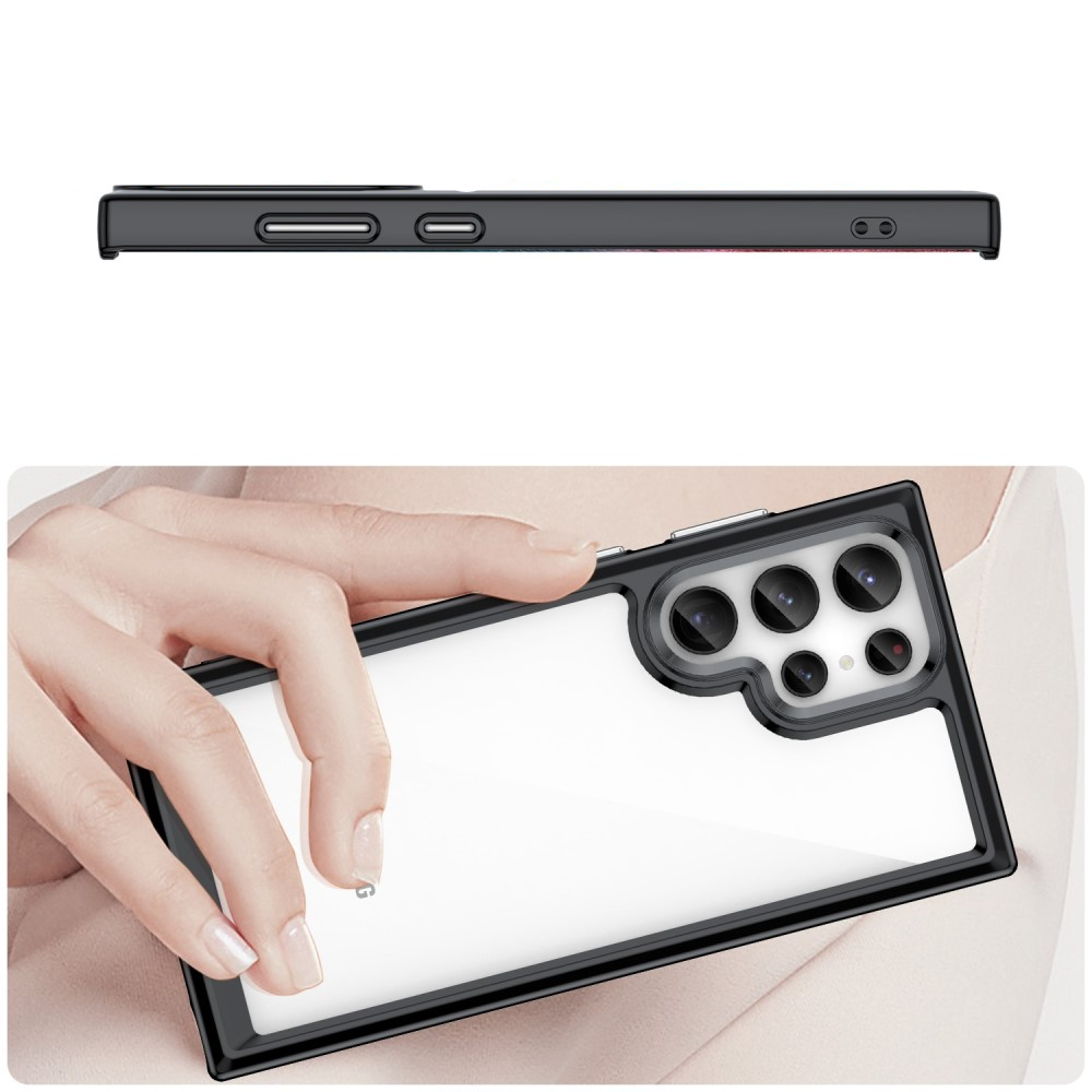 Samsung Galaxy S23 Ultra 5G Hybrid Bumper Hülle mit Acryl Rückseite - Schwarz / Transparent