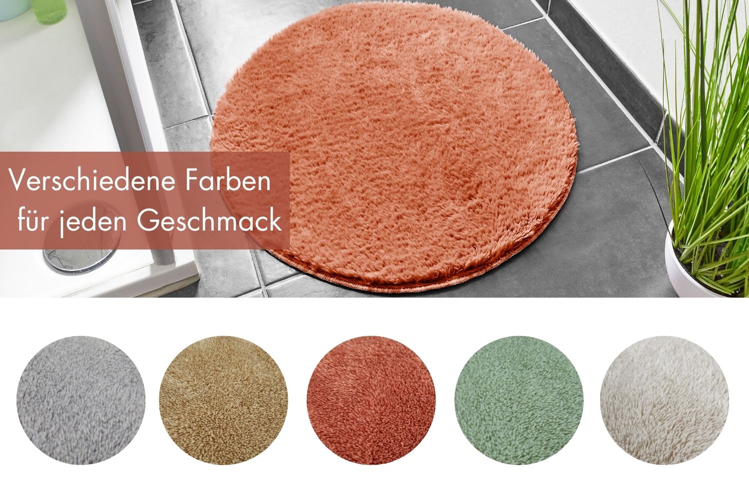 Florida badmat, 60 cm rond, in roestrood