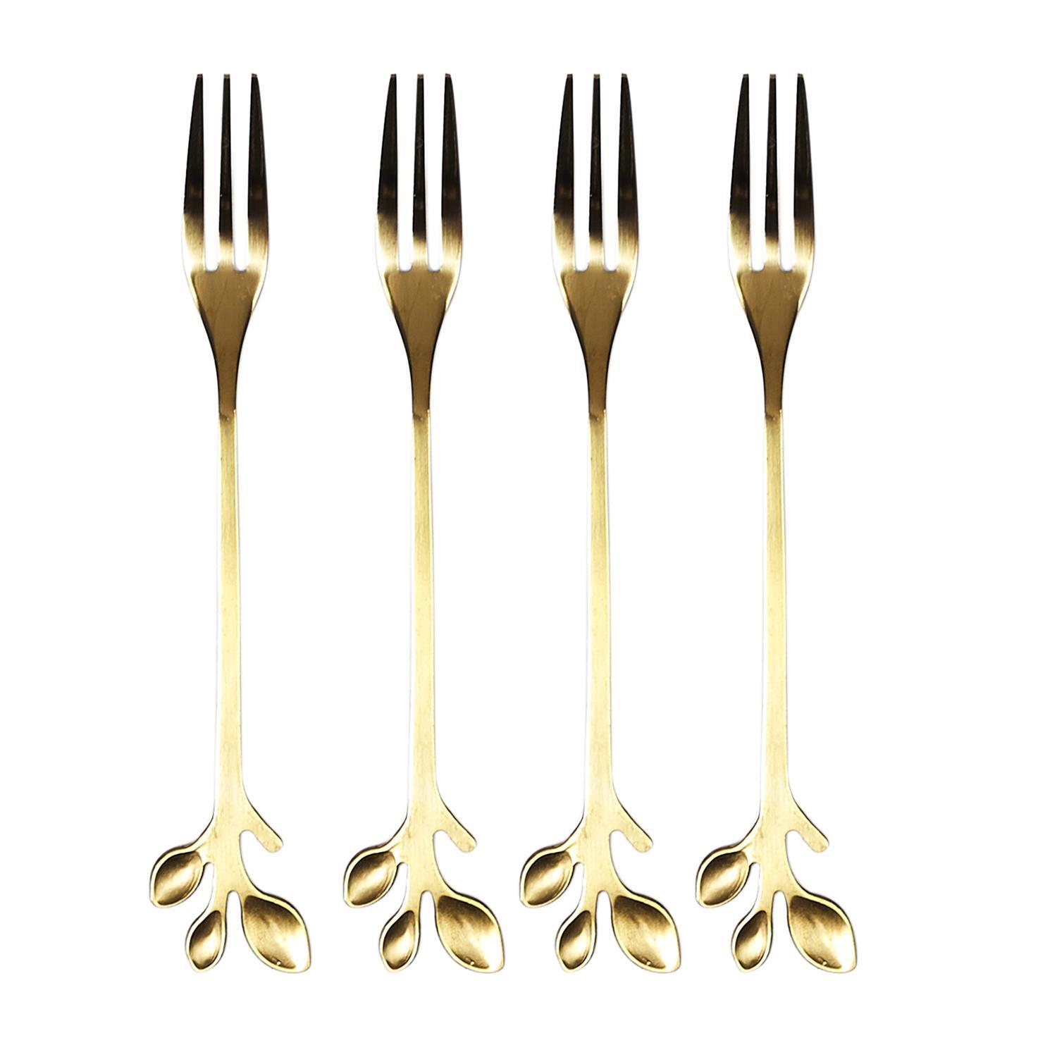 FOURCHETTE DESSERT FEUILLE DOREE X4 PIECES
