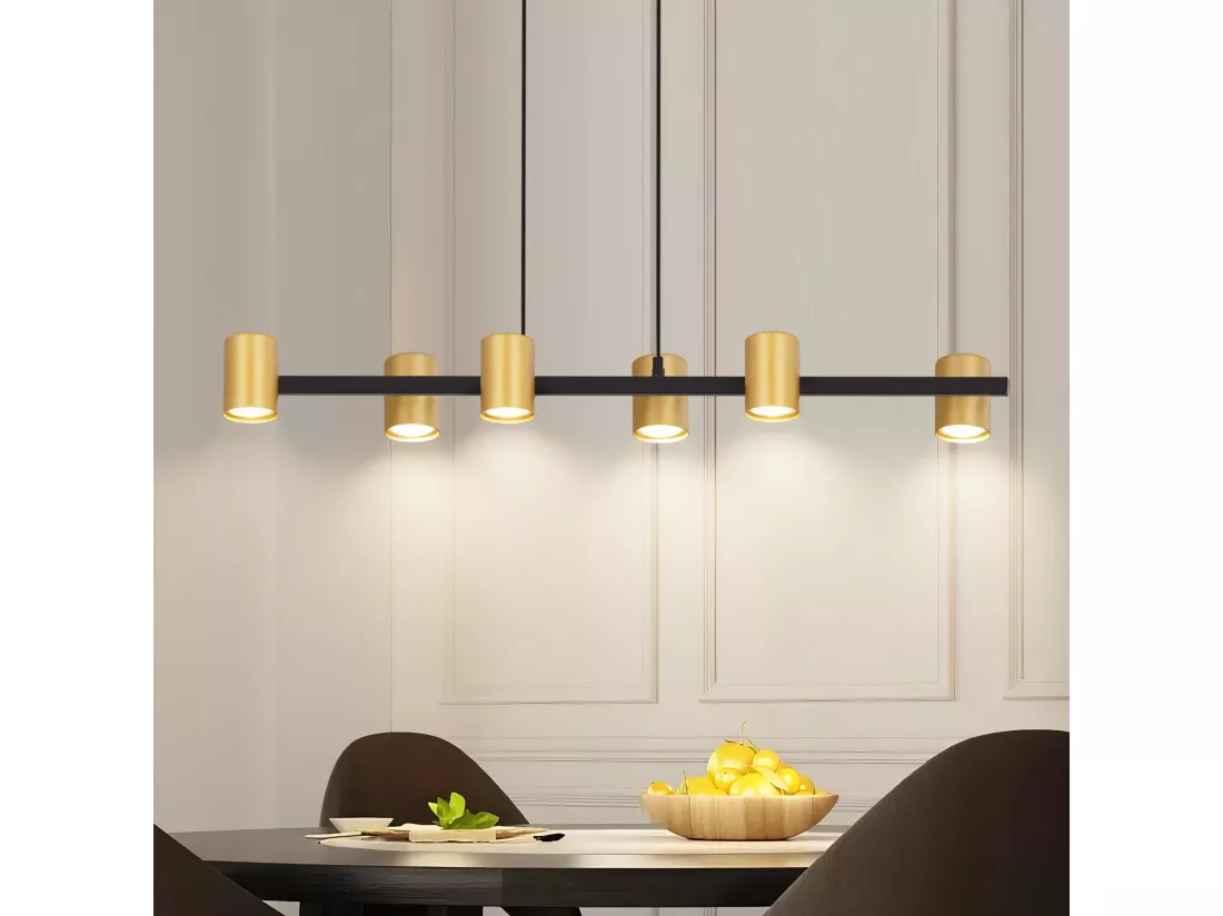 NETTLIFE Suspension table à manger lampe suspendue 6 ampoules noir GU10 métal industrielle
