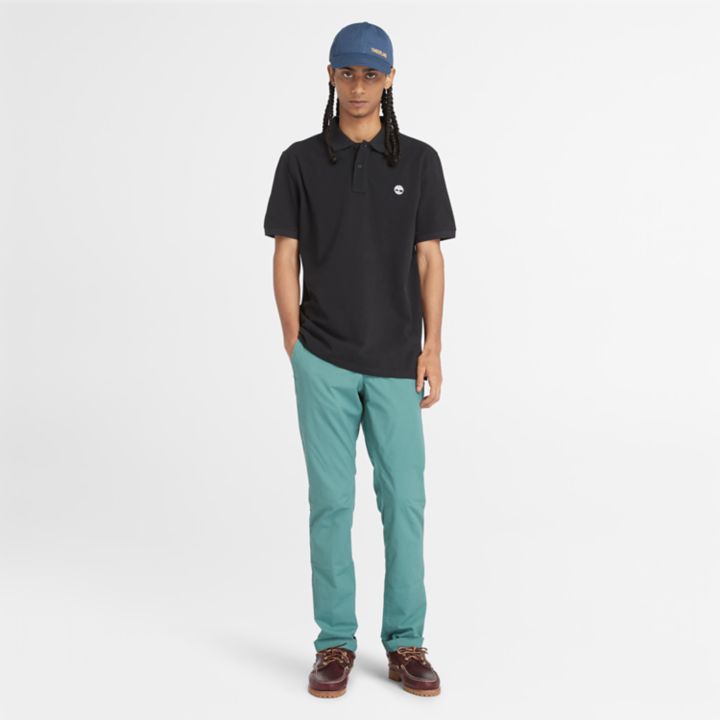 Camisa polo Millers River Pique para homem na cor preta.