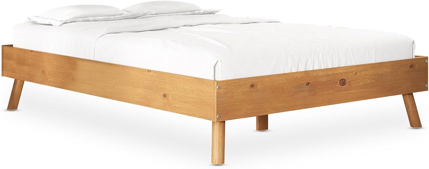 IDIMEX Futonbett Karri 140x200 aus Massivholz, Eiche Farben - Robustes Doppelbett mit konischen Beinen, Bett mit stabile Konstruktion - Mittelsteg mit Stützfüßen