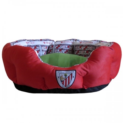 Cama para cachorro com tema de futebol do estádio do Athletic Club, vermelha