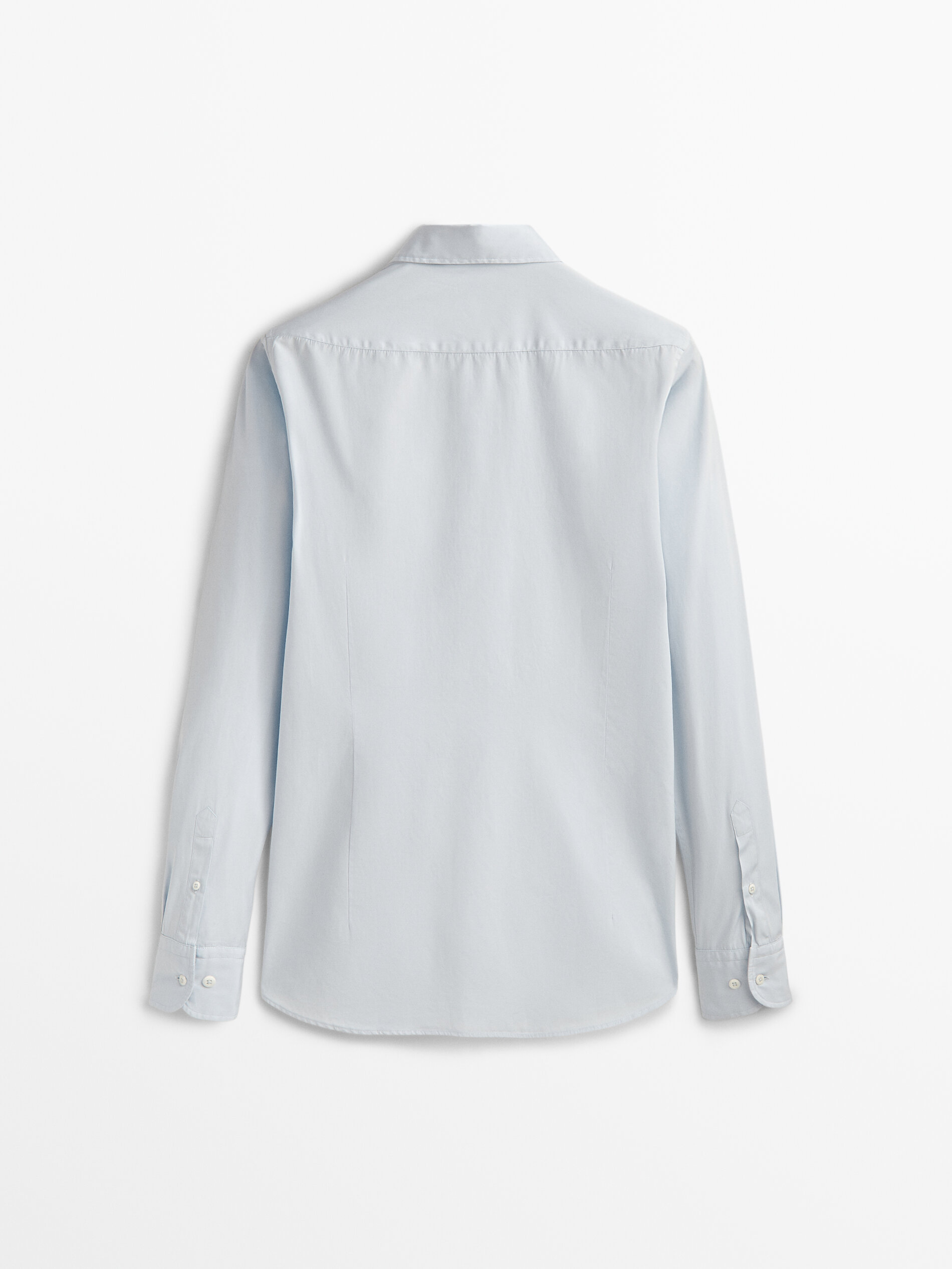 Camisa cropped slim fit em popeline - Azul claro