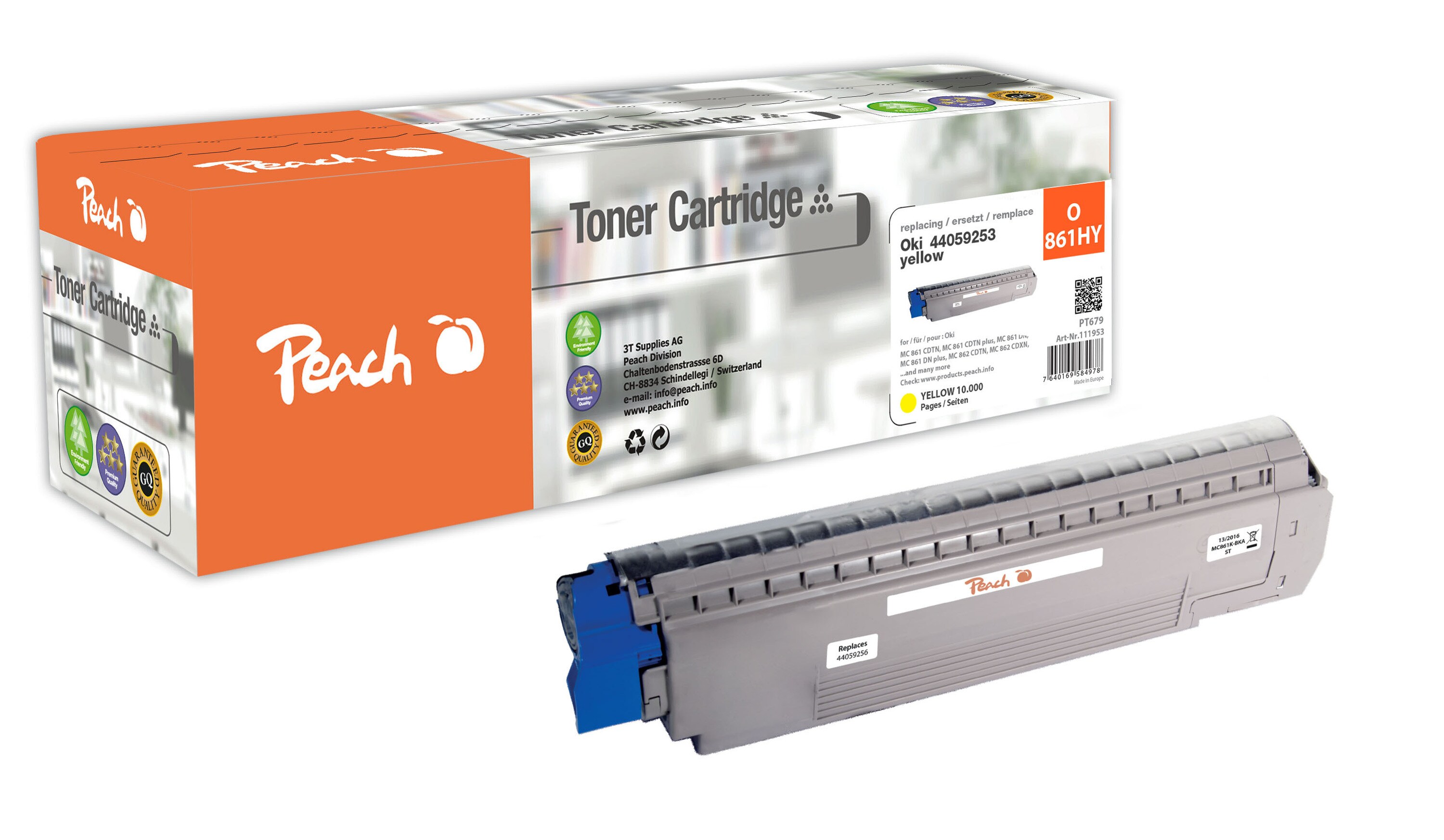 Peach O4405Toner XL ye ersetzt OKI 44059253 für z.B. OKI MC 861 CDTN, OKI MC 861 CDTN plus, OKI MC 861 CDXN, OKI MC 861 CDXN plus (wiederaufbereitet)
