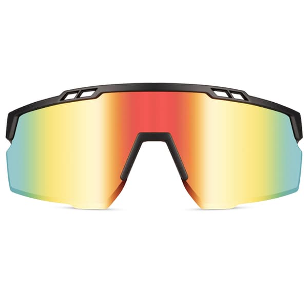 Sporty solbriller med speilglass og svart innfatning
