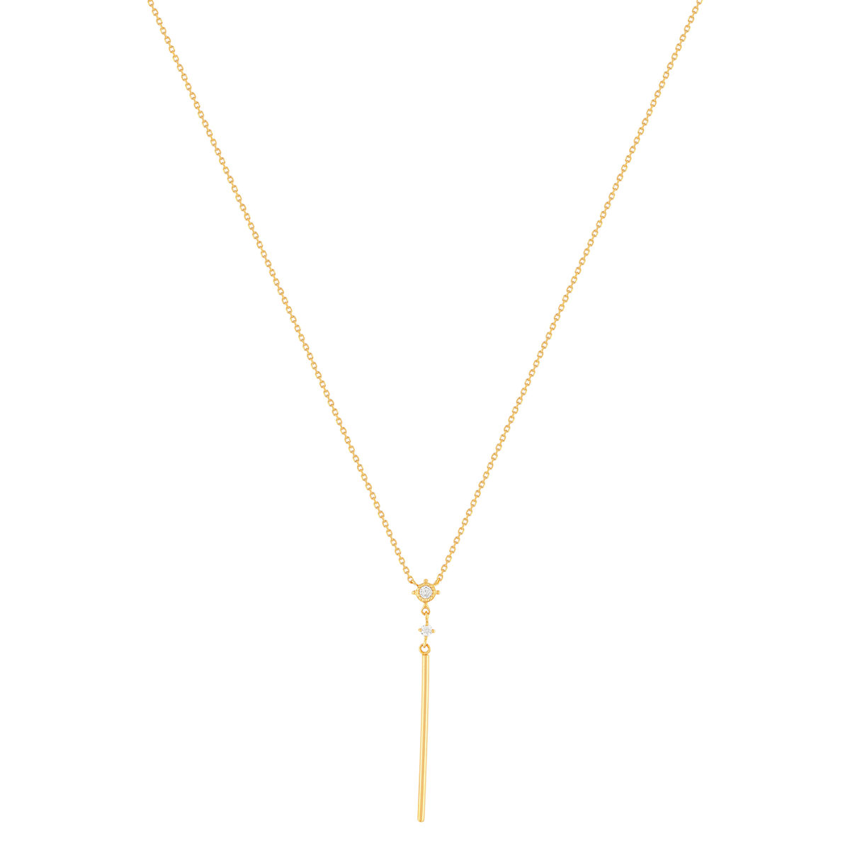 Collier plaqué or jaune, zirconias 45 cm