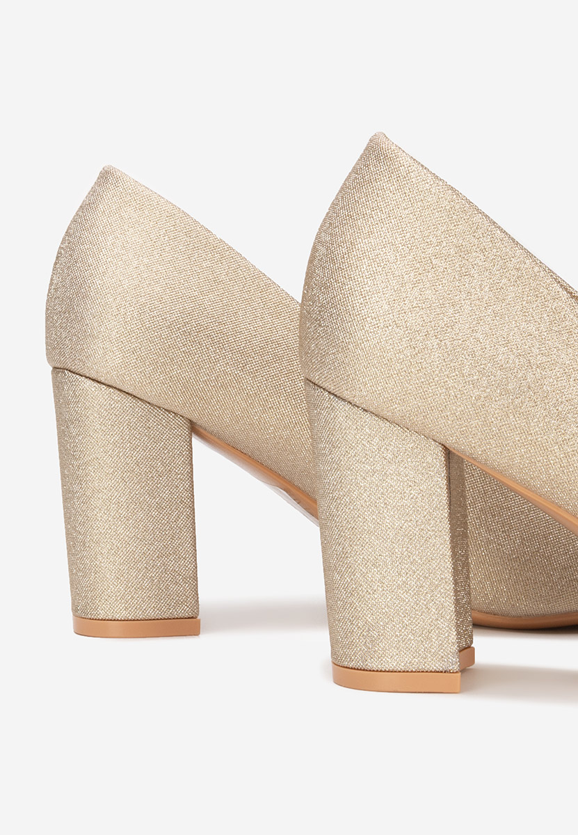 Chaussures à talon épais dorées Sineva