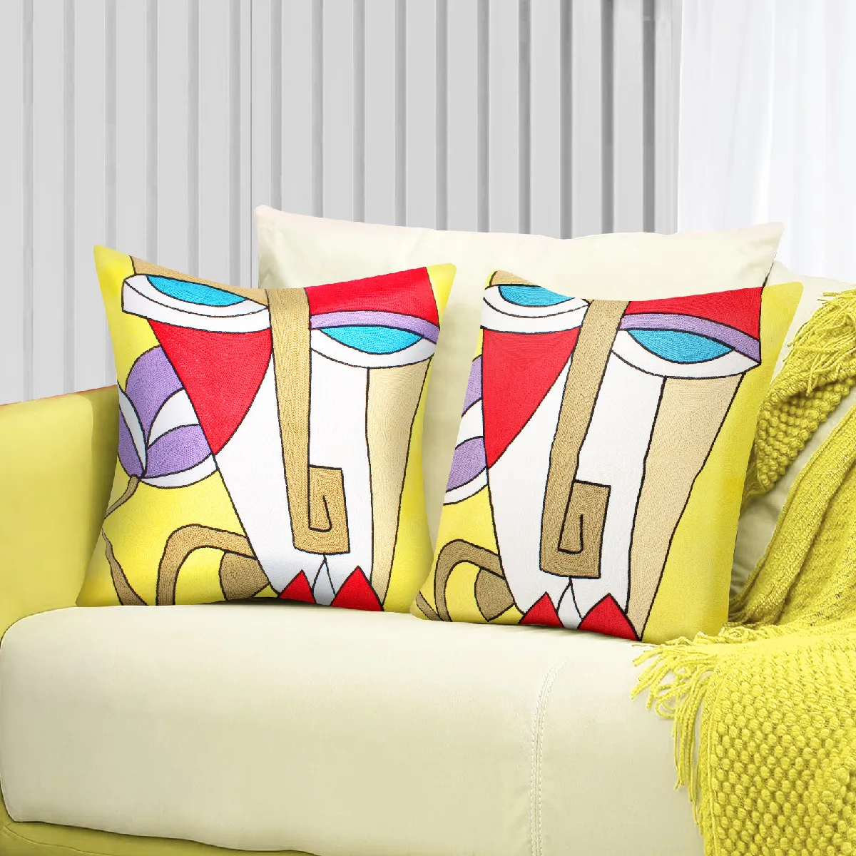 AVIZAR Lot 2 Housses Coussin Art Nivara