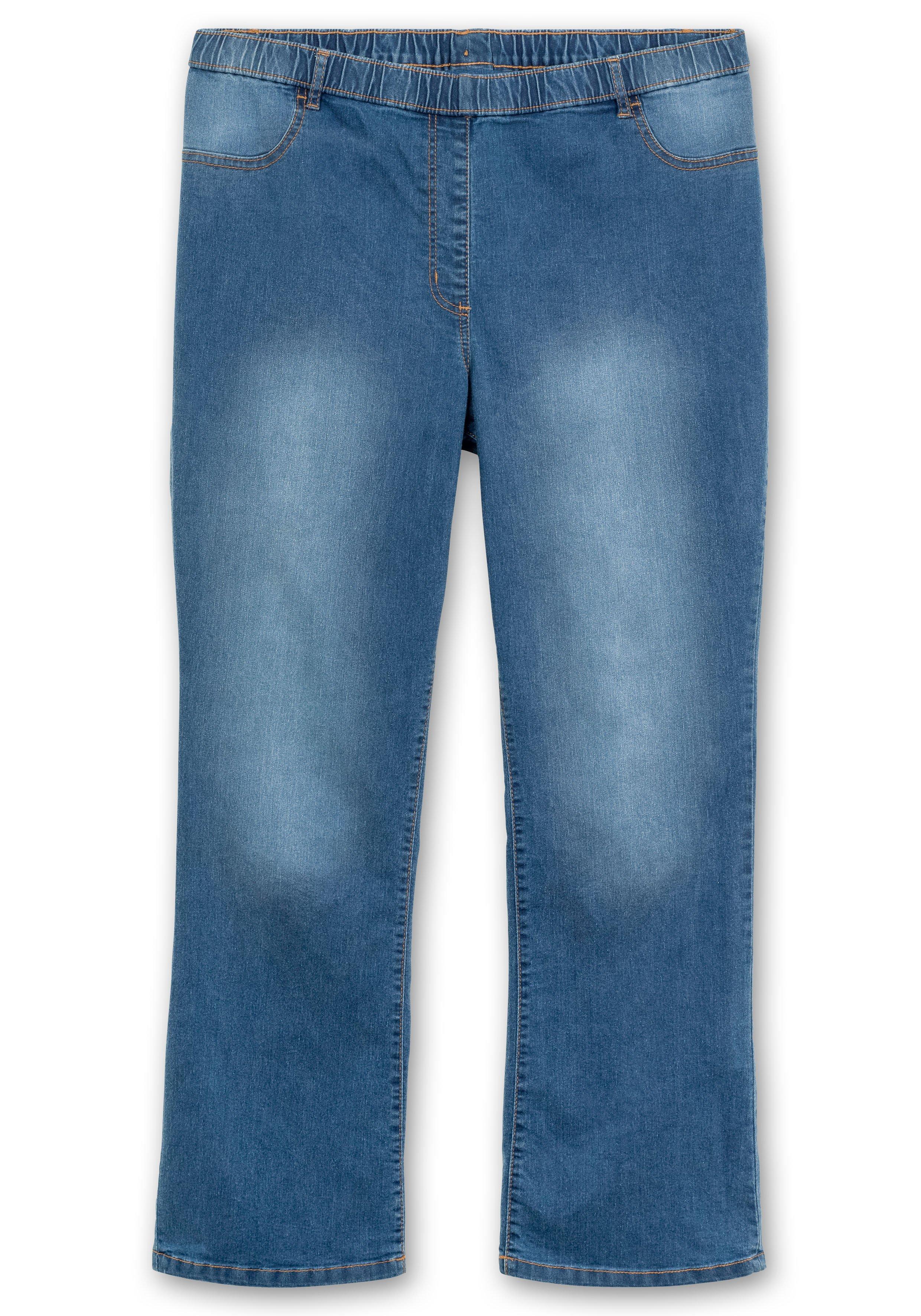 Bootcut-Jeans mit Komfortbund und Used-Effekten
