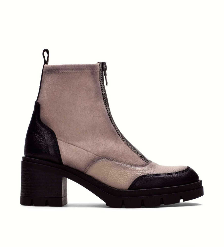 Botas de cano curto Hispanitas Ingrid em couro cor taupe - Salto de 6 cm -