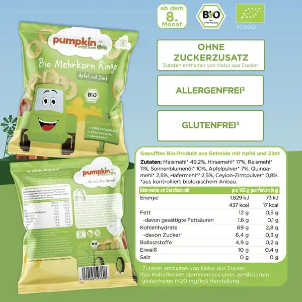 Bio Mehrkorn Ringe mit Apfel & Zimt