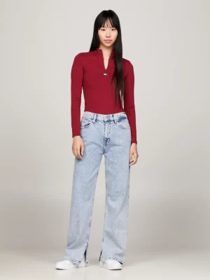 Blusa de gola alta com zíper e modelagem justa