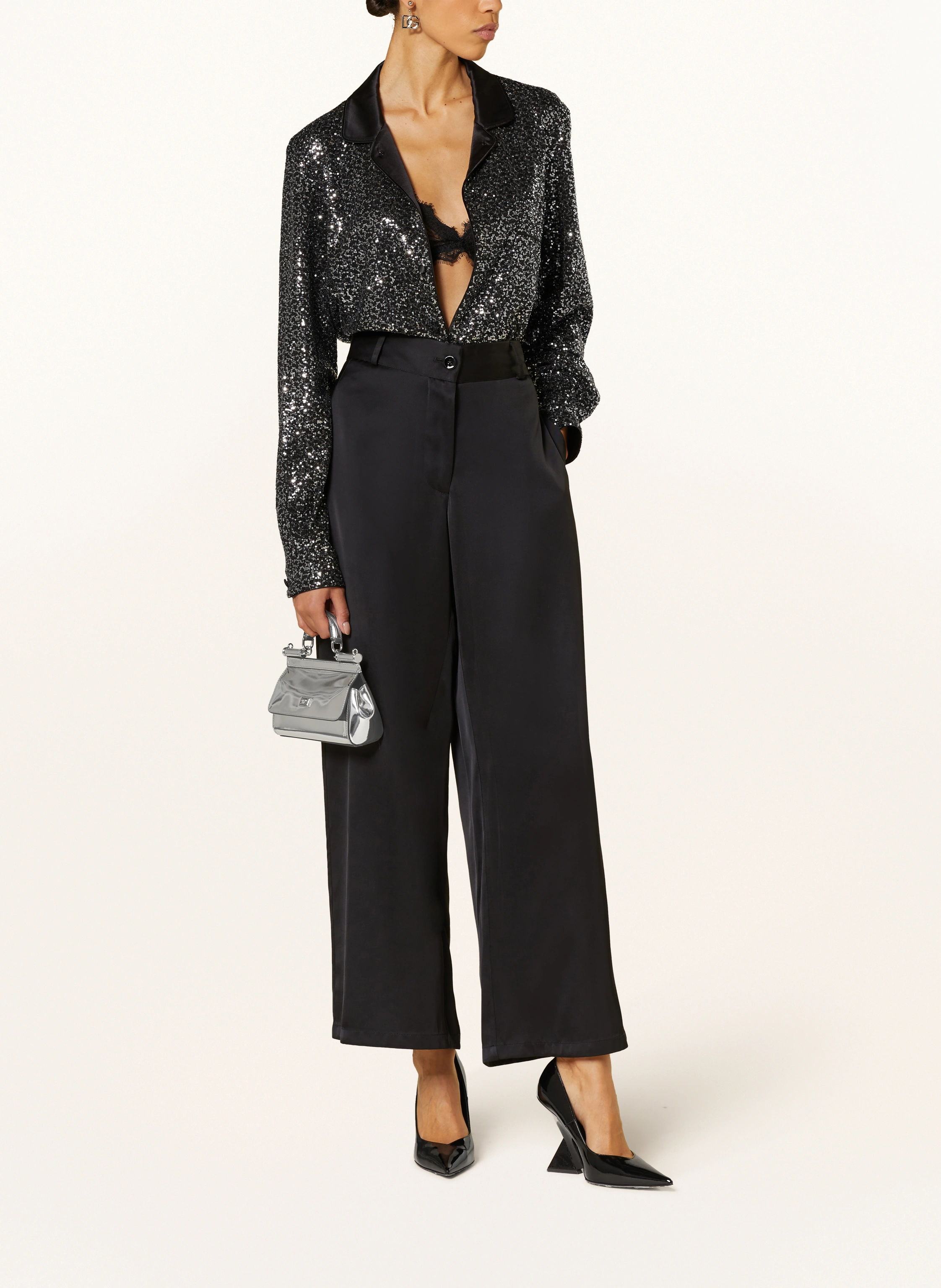 DOLCE & GABBANA Satinbluse mit Pailletten