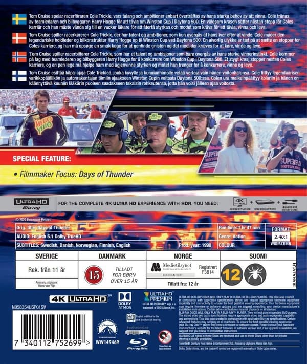 Days of Thunder (4K Ultra HD + Blu-ray) (2 disc)