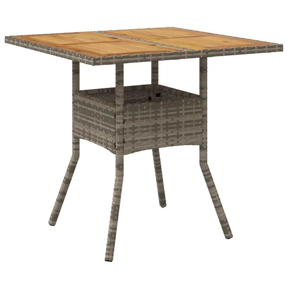 vidaXL - Tuintafel met acaciahouten blad - Grijs - Poly rattan - 80 x 80 x 75 cm