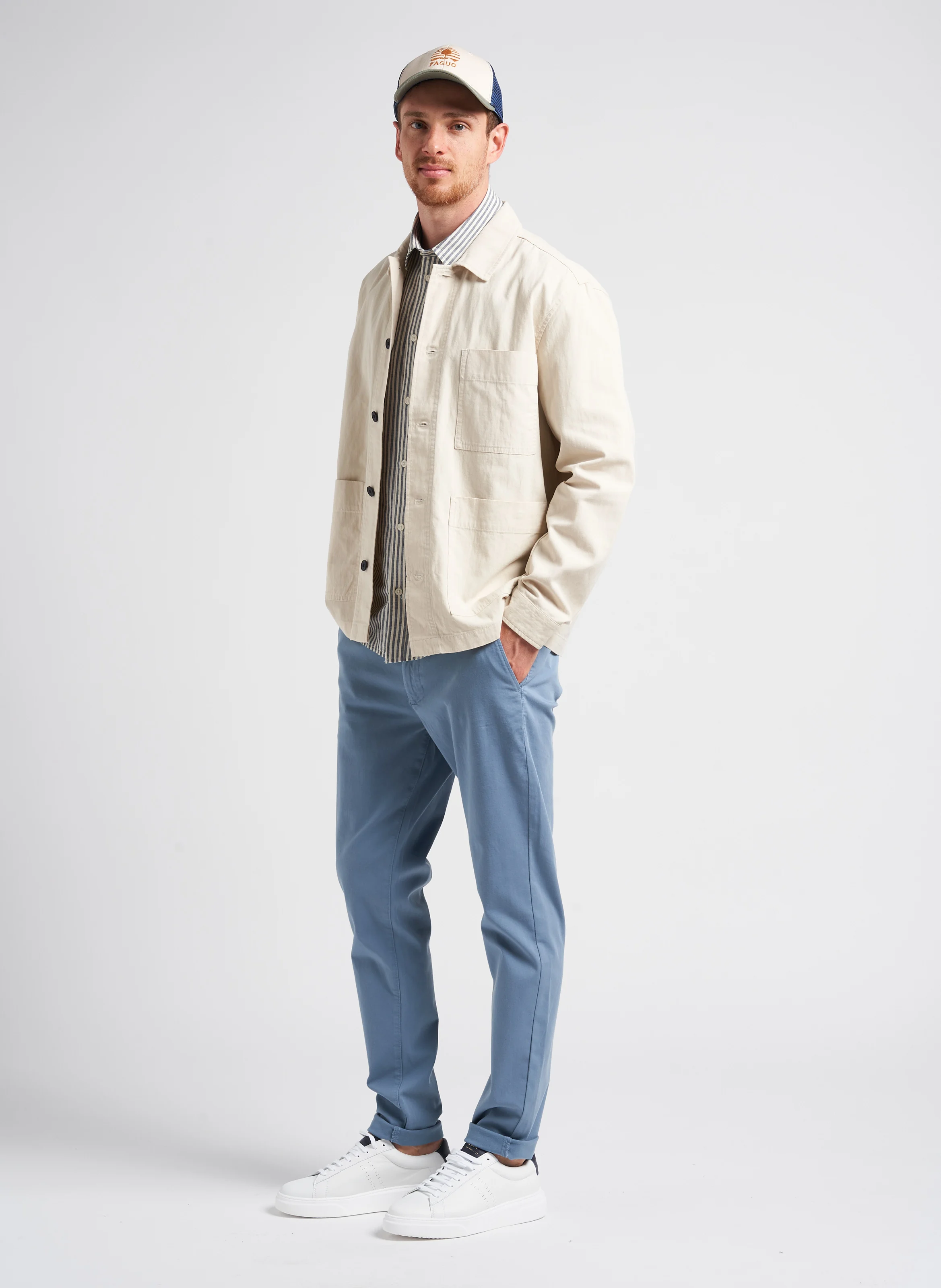 LAVIS - Pantalon droit en coton bio mélangé | Bleu