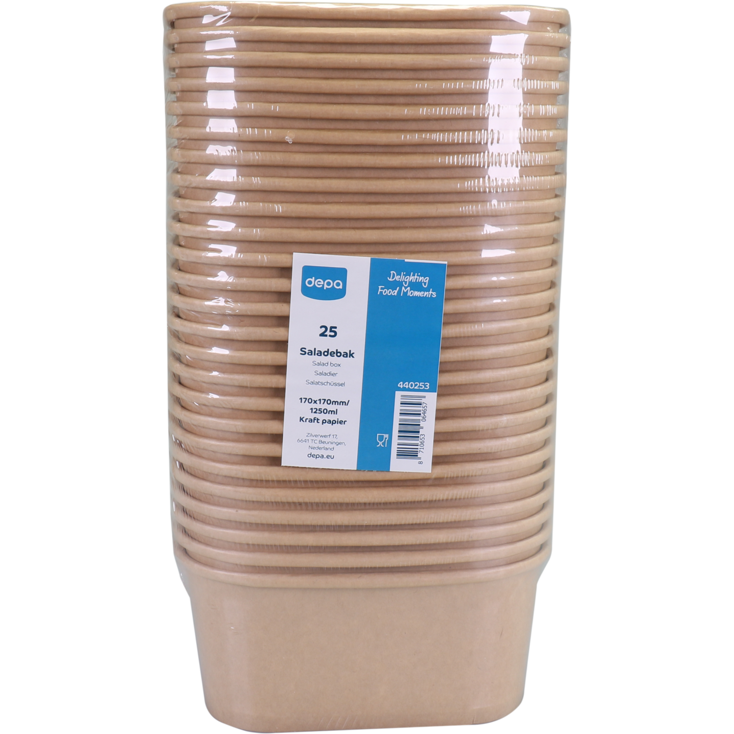 Depa Bak, Kraftpapier + PP, 1250ml, saladebak, 170x170x75mm, crème