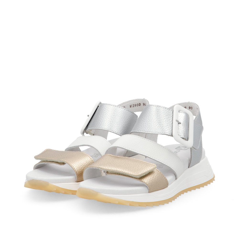 Rieker Damen-Sandalette Gold-Silber-Grau-Weiß