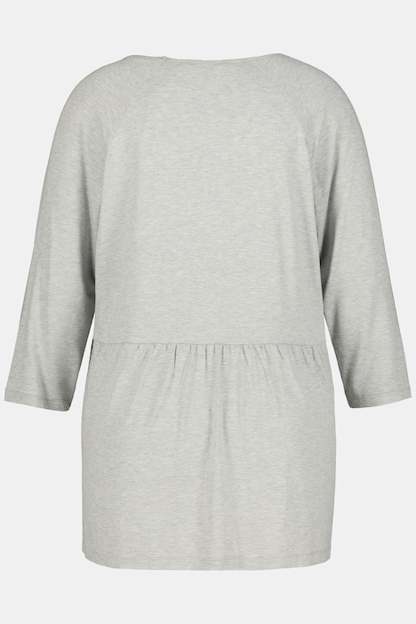 Shirt, Quernaht, A-Line, V-Ausschnitt, 3/4-Arm
