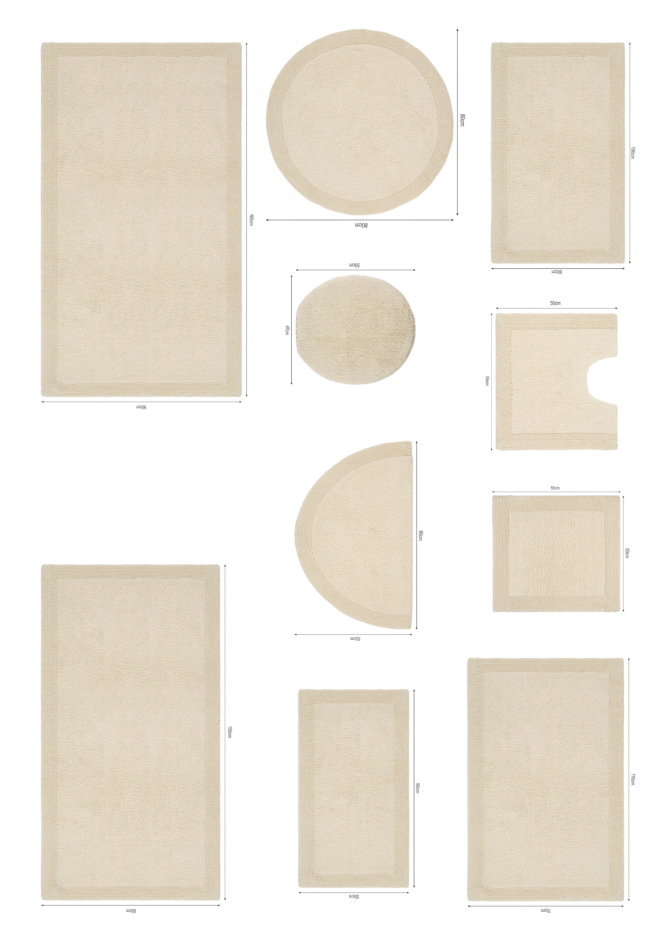 my home Badematte »Kapra, Badvorleger, Badezimmer Teppich« Höhe 14 mm beidseitig nutzbar | fussbodenheizungsgeeignet | strapazierfähig mit Bordüre, Badteppich, Badematte, Baumwolle