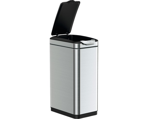 EKO Tina Touch 30L afvalbak met scharnierend deksel, mat zilver