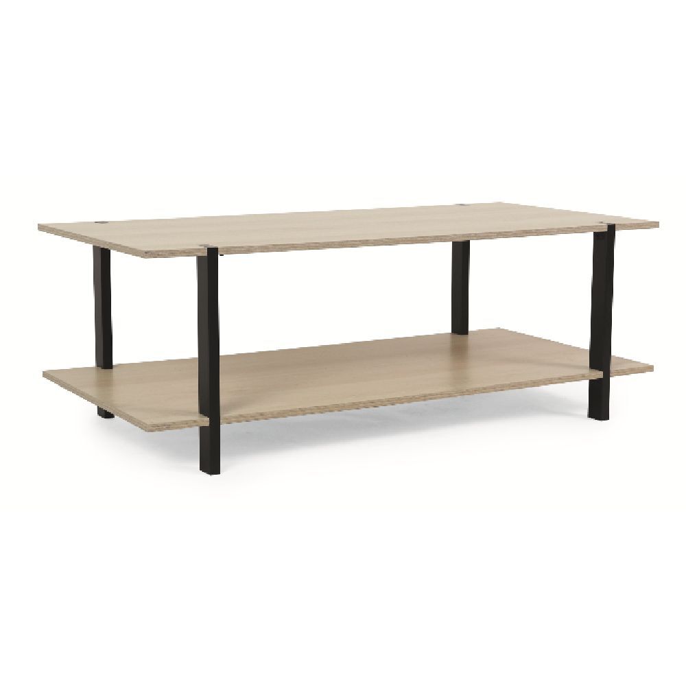 Table basse Damian en bois naturel et noir