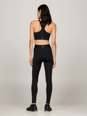 Calça legging esportiva com cós reforçado e comprimento 7/8.