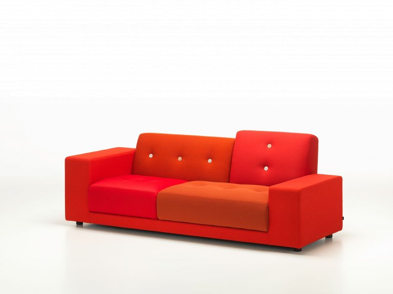Vitra Polder Compact bank rood armleuning links