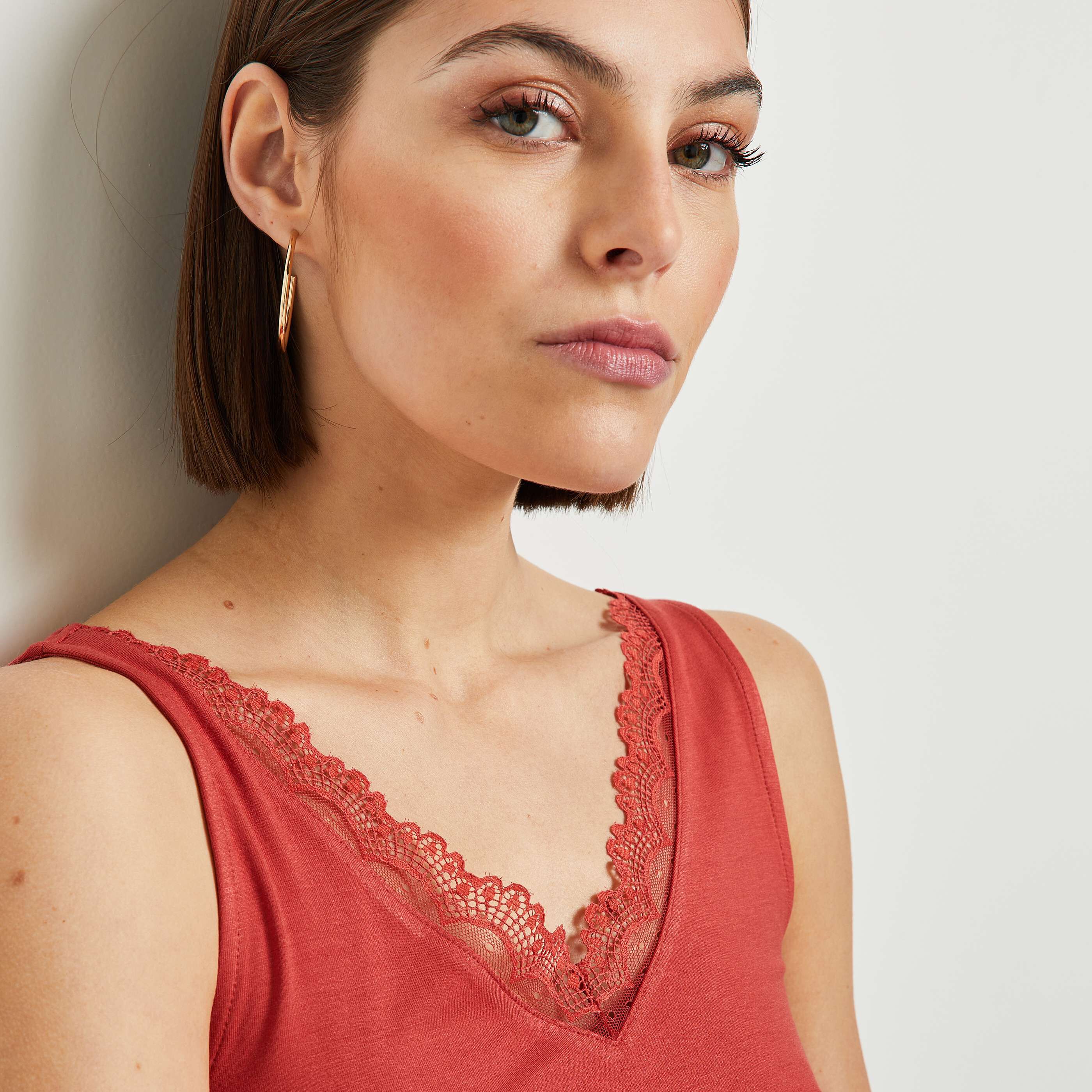 Débardeur col V femme - TERRACOTTA