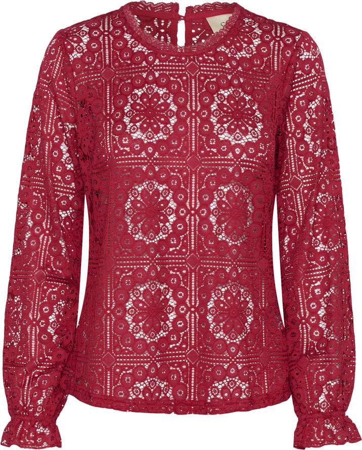 Cream CRTiley Lace Blouse Jester red