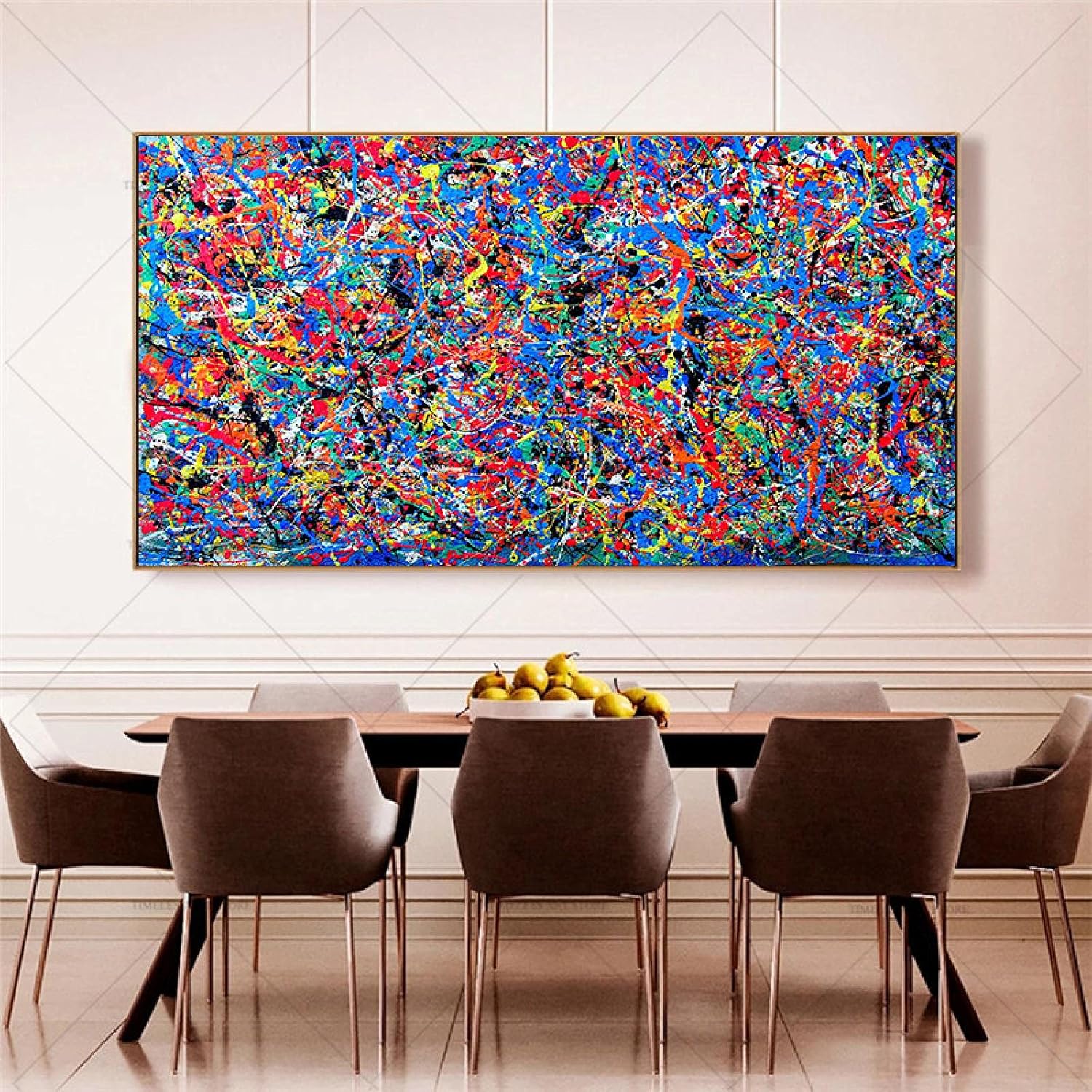KADING Jackson Pollock Abstrakte bunte Linien Leinwand Gemälde an der Wand Poster und Druck Moderne Wandkunst Bild für Wohnzimmer 75x150cm(30x59in) Innenrahmen