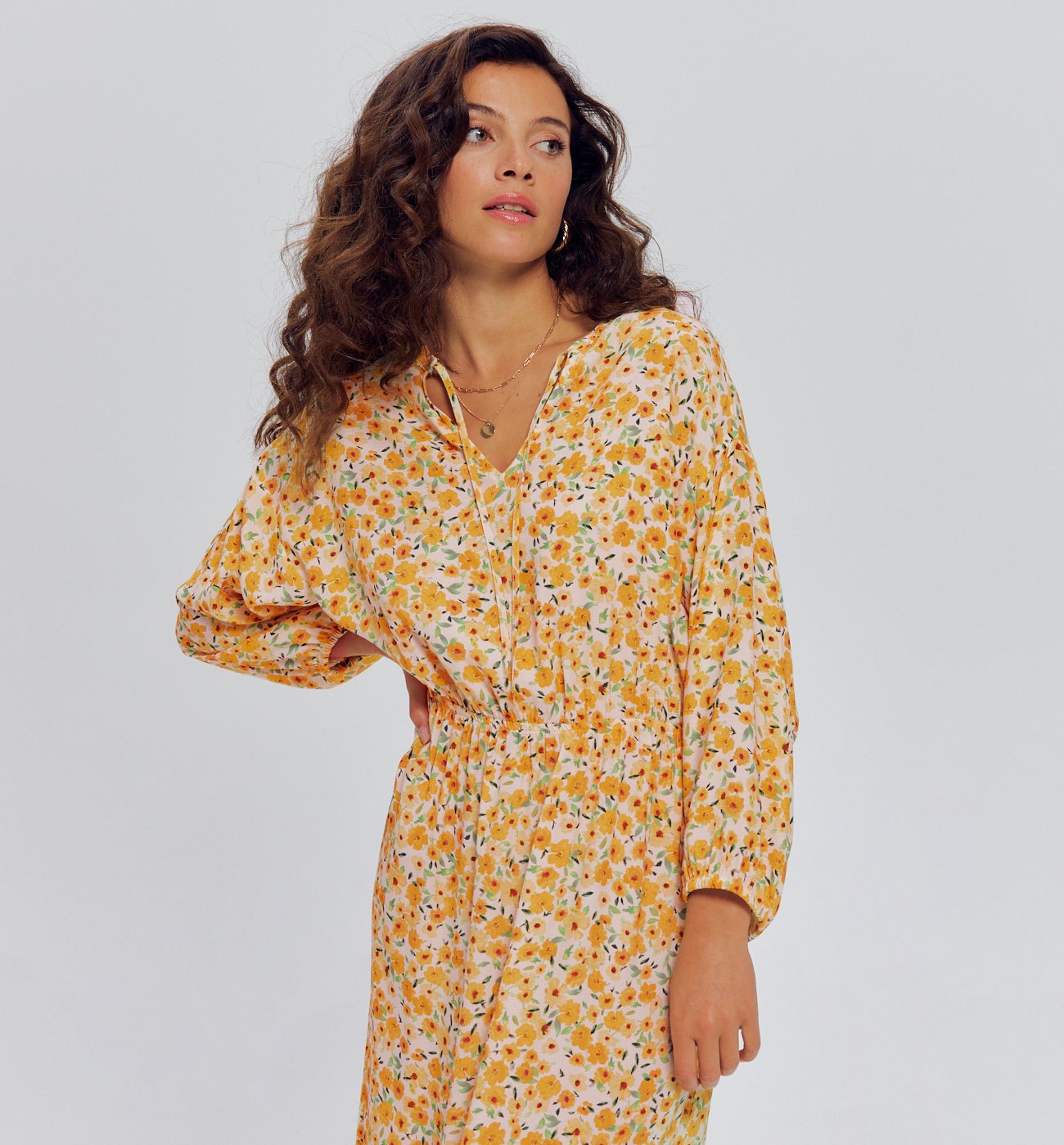 Robe longue imprimée Femme - Imprimé écru