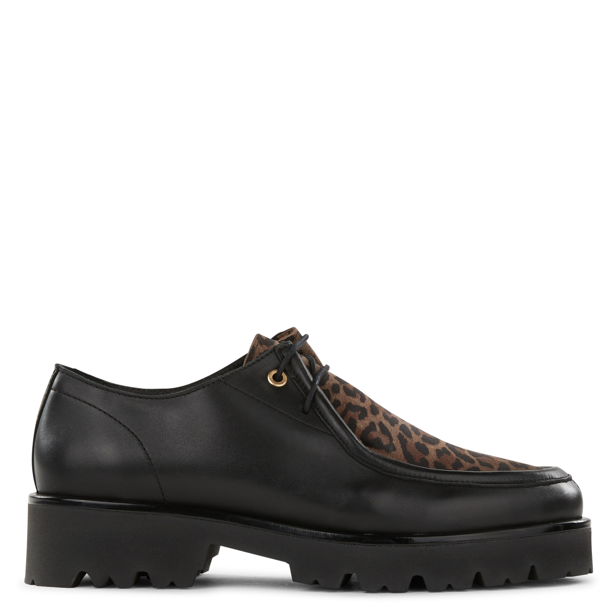 FOUGUE - Mocassins en cuir velours imprimé léopard | Noir