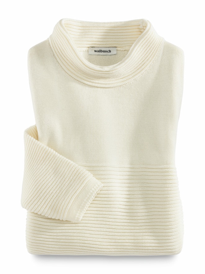 Kaminkragen-Pullover Querrippe