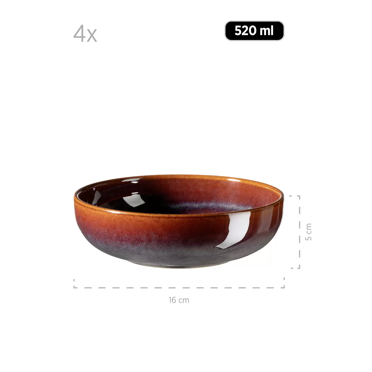 Bowl Set 5tlg. ELINA UNO braun,rot