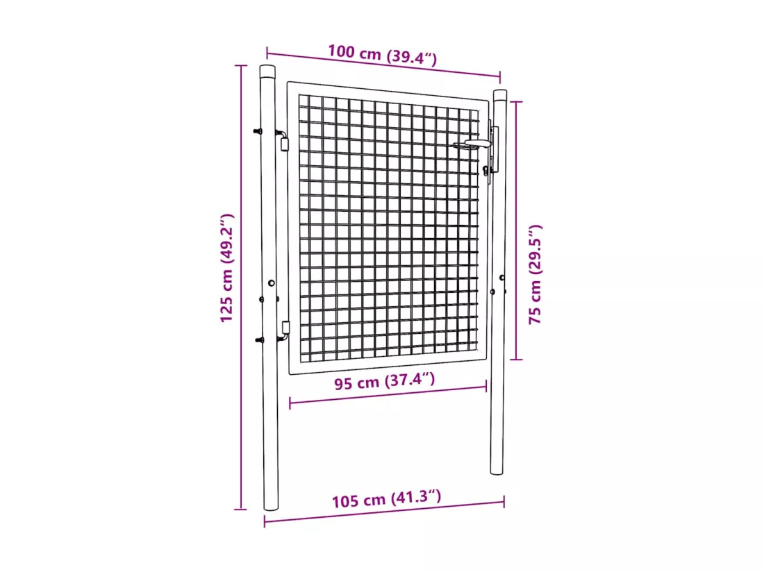 Portail de cl?ture acier 100x75 cm vert