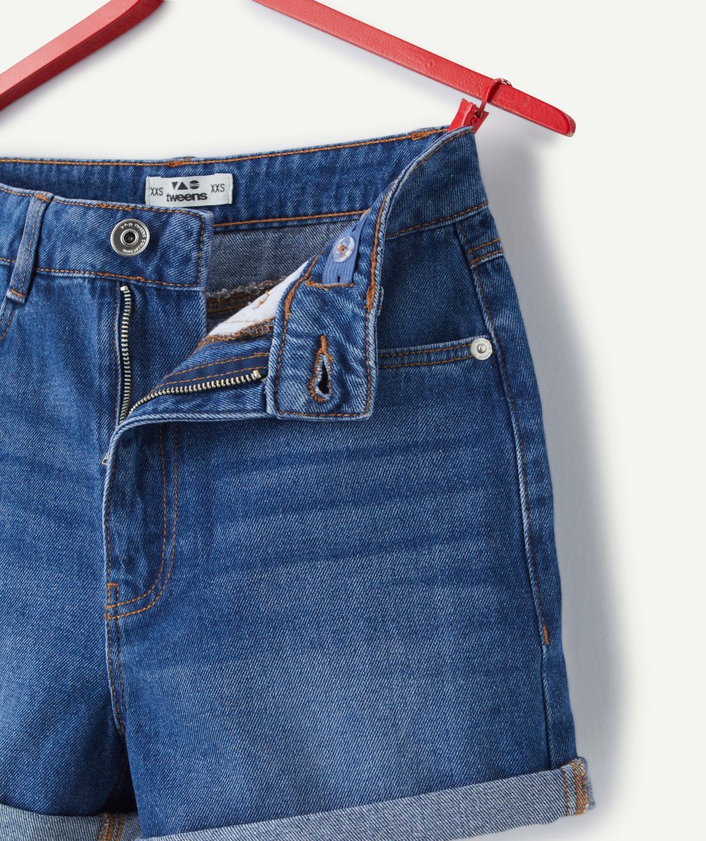 short taille haute fille en denim low impact