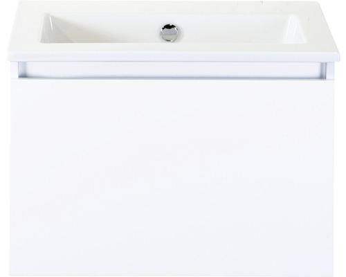 Sanox Frozen enkel badkamermeubel, BxHxD 61 x 42 x 46 cm, hoogglans wit front, met witte keramische wastafel, 75734401